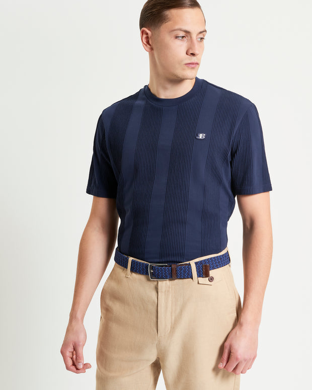 BEN SHERMAN TEXTURED VERTICAL STRIPE TEE