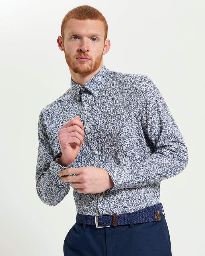 BEN SHERMAN MONO FLORAL PRINT L/S SHIRT