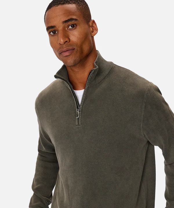 INDUSTRIE THE WASHED LAKEWOOD ZIP NECK KNIT