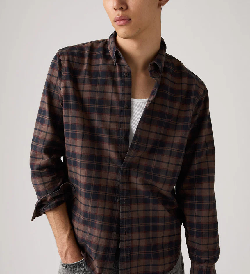 LEVI'S AUTHENTIC BUTTON DOWN CHOCOLATE PLAID