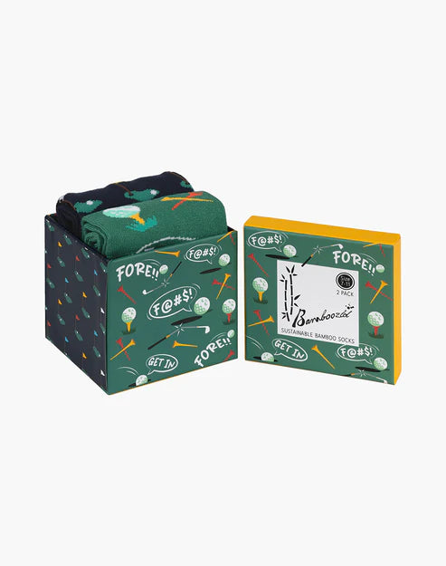 BAMBOOZLD GOLF FORE 2PK SOCK GIFT BOX