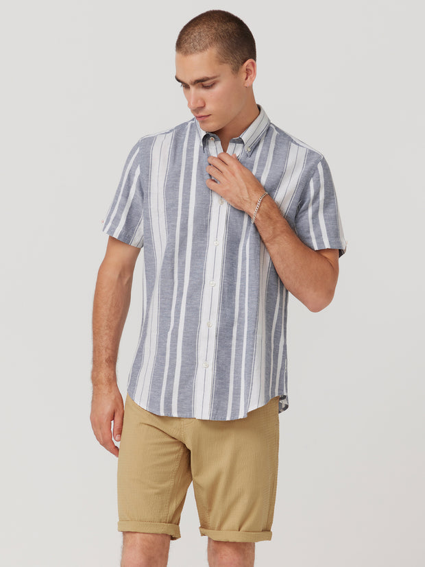 BEN SHERMAN TEXTURED STRIPE SS MOD SHIRT