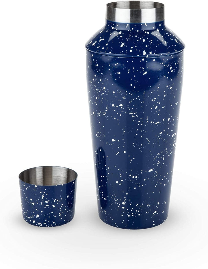 ENAMEL COCKTAIL SHAKER AND JIGGER SET