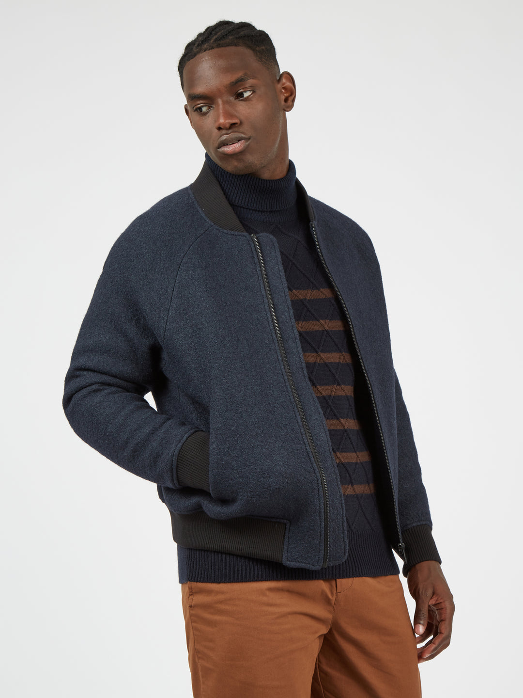 BEN SHERMAN TEXTURED STRIPE ROLL NECK *ONLINE ONLY*