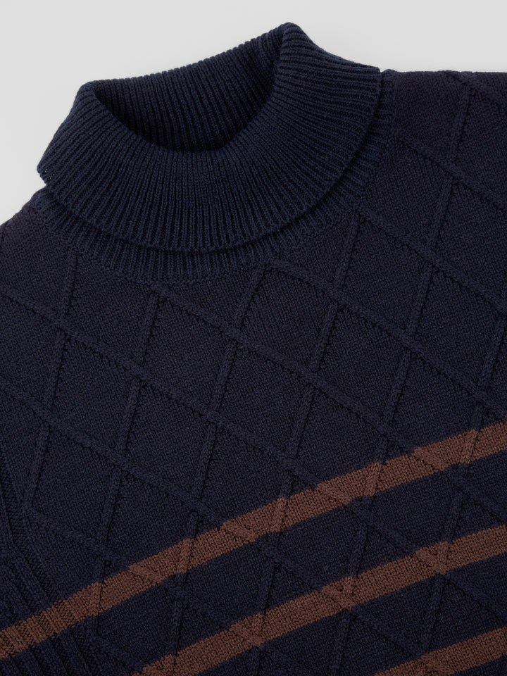 BEN SHERMAN TEXTURED STRIPE ROLL NECK *ONLINE ONLY*