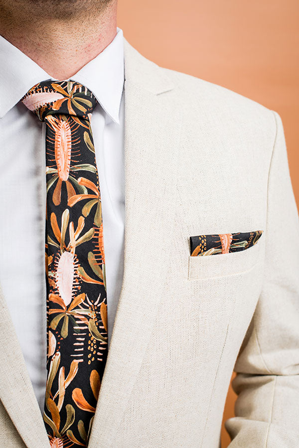 PEGGY AND FINN GRASS TREE BLACK COTTON TIE