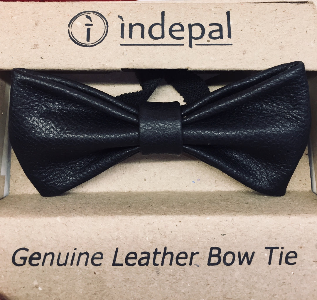 indepal leather Flannery Leather Bow Tie Black