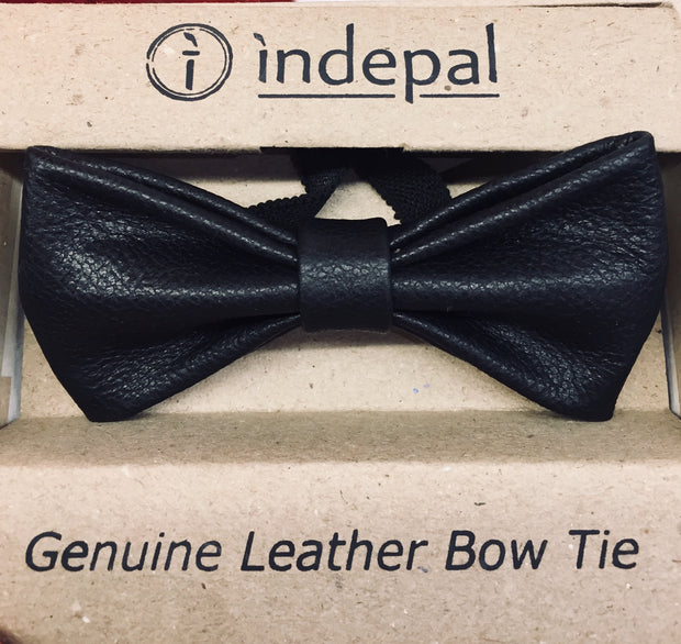 indepal leather Flannery Leather Bow Tie Black