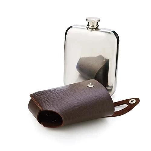 STAINLESS STEEL FLASK AND TRAVELING CASE