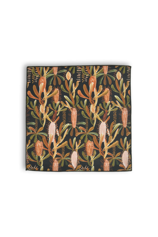 PEGGY AND FINN GRASS TREE BLACK POCKET SQUARE