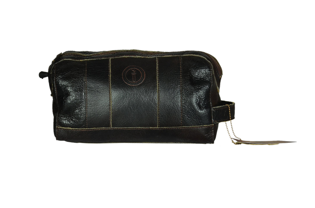 indepal Watson leather toilet bag black