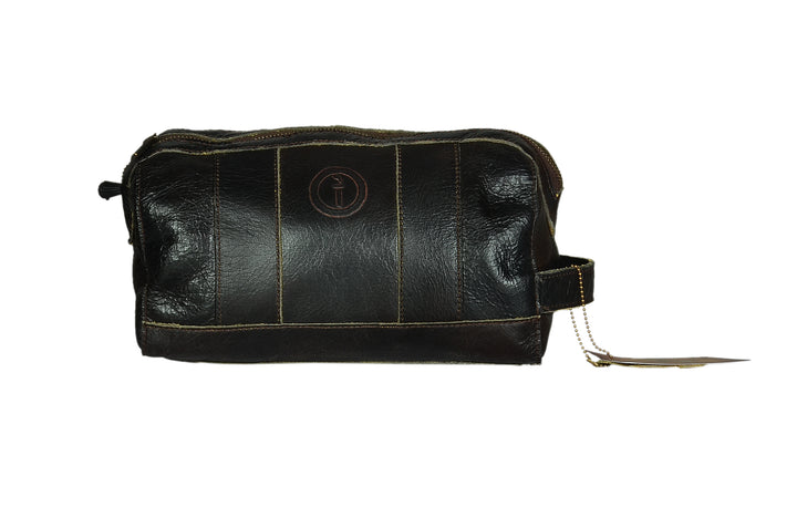 indepal Watson leather toilet bag black