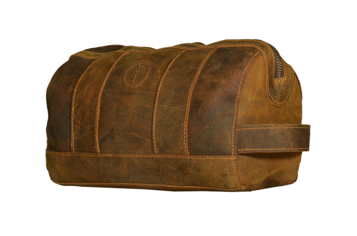 indepal Watson leather toilet bag crazy horse tan
